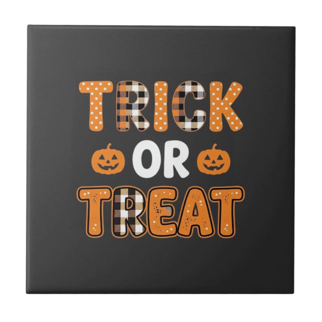 Trick or Treat Halloween Pumpkin Vector Design_1 Tile (Front)