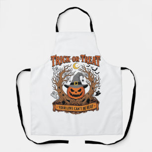 Trick Or Treat Halloween Pumpkin Witch Hat Spooky  Apron