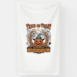 Trick Or Treat Halloween Pumpkin Witch Hat Spooky Banner