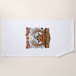 Trick Or Treat Halloween Pumpkin Witch Hat Spooky Beach Towel