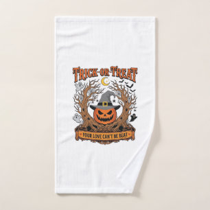 Trick Or Treat Halloween Pumpkin Witch Hat Spooky Hand Towel