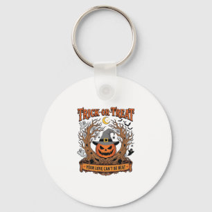 Trick Or Treat Halloween Pumpkin Witch Hat Spooky  Key Ring