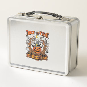 Trick Or Treat Halloween Pumpkin Witch Hat Spooky  Metal Lunch Box