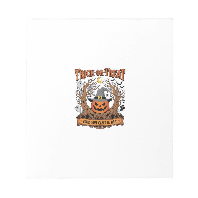Trick Or Treat Halloween Pumpkin Witch Hat Spooky  Notepad (Front)