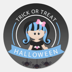 Trick or Treat Halloween Punk Girl Classic Round Sticker
