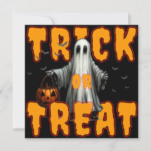 trick or treat halloween scary ghost pumpkin invitation
