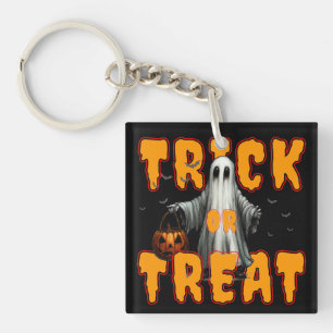 trick or treat halloween scary ghost pumpkin key ring