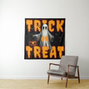 trick or treat halloween scary ghost pumpkin tapestry