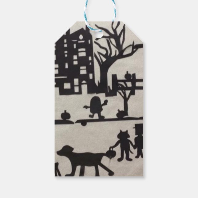 Trick-or-Treat Halloween Scene Gift Tag (Back)