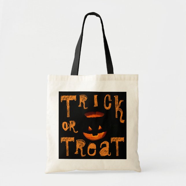 Trick or Treat Halloween Skull Tote Bag (Front)