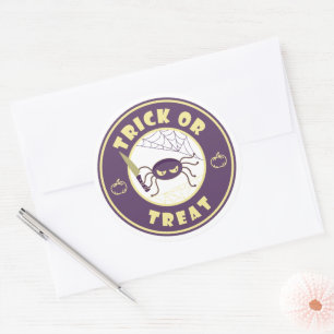 Trick or treat halloween spider Starbucks style Classic Round Sticker