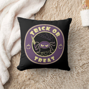 Trick or treat halloween spider Starbucks style Cushion