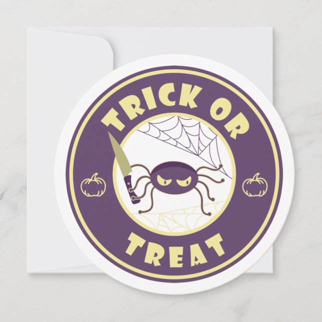 Trick or treat halloween spider Starbucks style Invitation (Front)