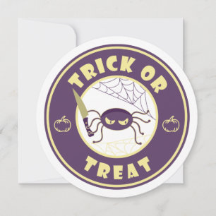 Trick or treat halloween spider Starbucks style Invitation