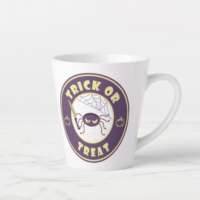 Trick or treat halloween spider Starbucks style   Latte Mug (Right)