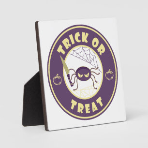Trick or treat halloween spider Starbucks style Plaque