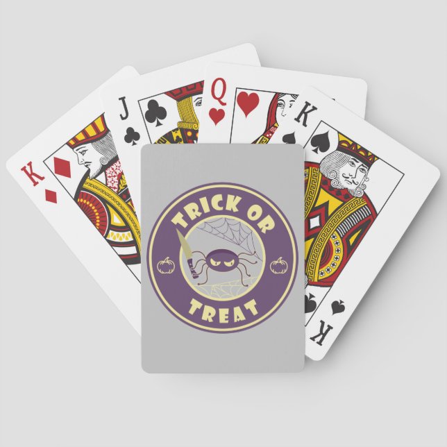 Trick or treat halloween spider Starbucks style Playing Cards (Back)