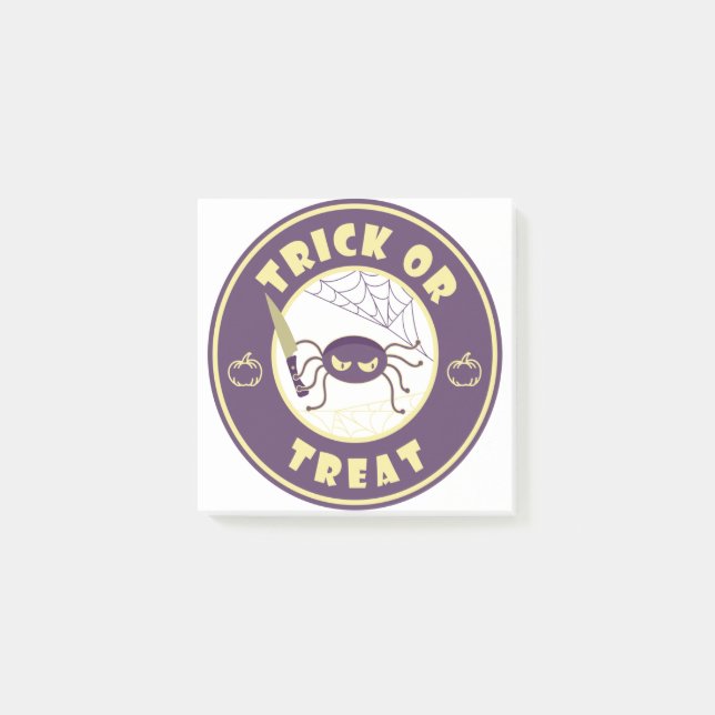 Trick or treat halloween spider Starbucks style Post-it Notes (Front)