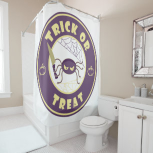 Trick or treat halloween spider Starbucks style Shower Curtain
