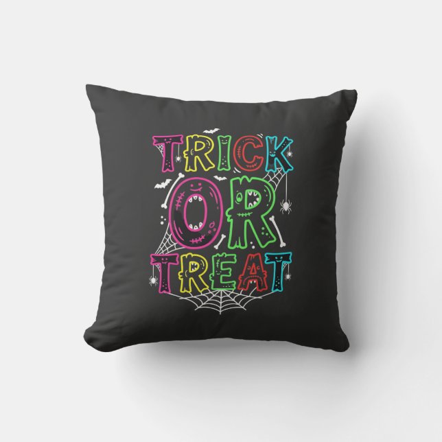 Trick or Treat Halloween Spider Web Design_1 Cushion (Front)