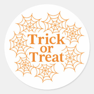 Trick Or Treat Halloween Spiderweb Spooky Classic Round Sticker