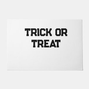 Trick or. Treat Halloween spooky black simple mini Doormat