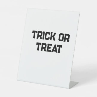 Trick or. Treat Halloween spooky black simple mini Pedestal Sign