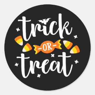 Trick or Treat Halloween Text Design Candy Classic Round Sticker