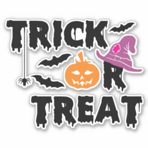 Trick or Treat Halloween Typography Pumpkin Witch