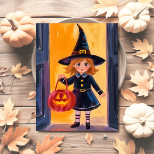 Trick or Treat Halloween Watercolor Holiday Postcard