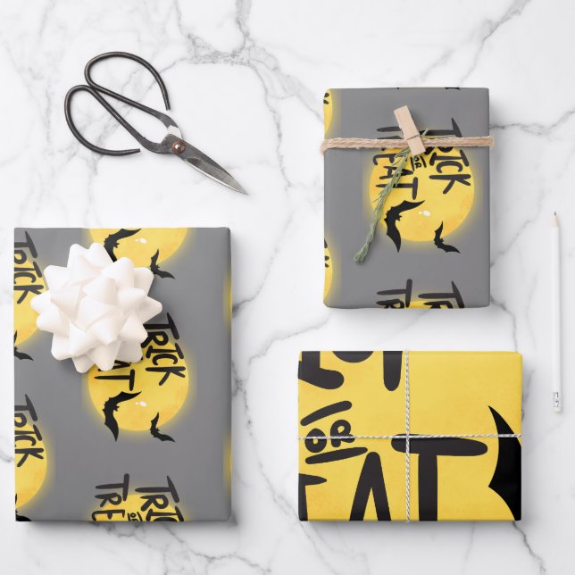 Trick or treat halloween wrapping paper sheet (Front)