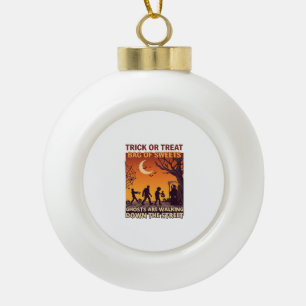 Trick Or Treat Halloween Zombies Grim Reaper Pumpk Ceramic Ball Christmas Ornament