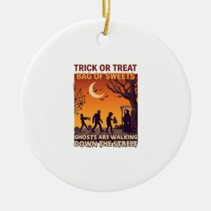 Trick Or Treat Halloween Zombies Grim Reaper Pumpk Ceramic Tree Decoration