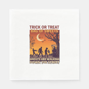 Trick Or Treat Halloween Zombies Grim Reaper Pumpk Napkin