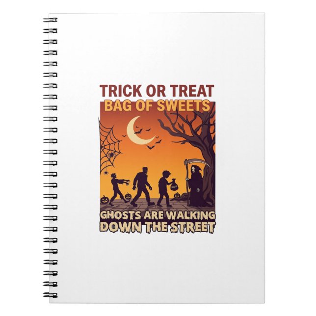 Trick Or Treat Halloween Zombies Grim Reaper Pumpk Notebook (Front)