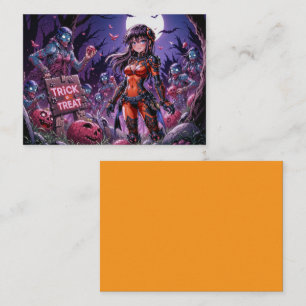 Trick or Treat Halloween Zombies Handing out Brain Business Card