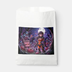 Trick or Treat Halloween Zombies Handing out Brain Favour Bags