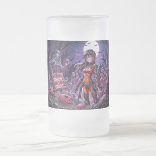 Trick or Treat Halloween Zombies Handing out Brain Frosted Glass Beer Mug