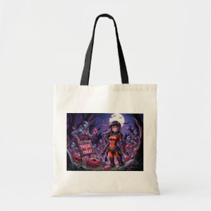 Trick or Treat Halloween Zombies Handing out Brain Tote Bag