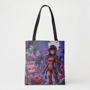 Trick or Treat Halloween Zombies Handing out Brain Tote Bag