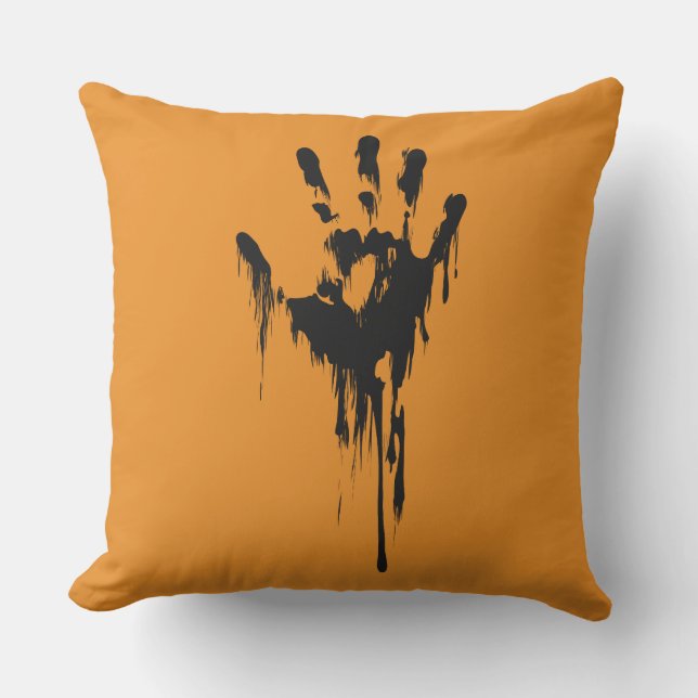 Trick or Treat Handprint Halloween Cushion (Front)