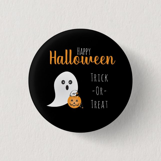Trick Or Treat Happy Halloween Ghost Spooky 3 Cm Round Badge (Front)