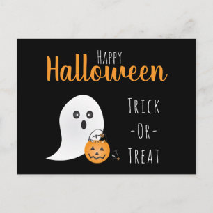Trick Or Treat Happy Halloween Ghost Spooky Postcard