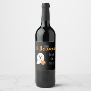 Trick Or Treat Happy Halloween Ghost Spooky Wine Label
