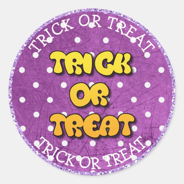 Trick or Treat Happy Halloween Purple Stickers (Front)