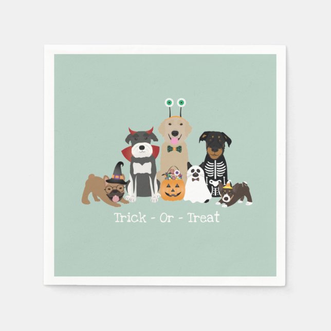 Trick Or Treat Happy Halloween Spooky Pet Costumes Napkin (Front)
