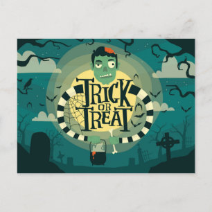 Trick or Treat Haunted Graveyard Postcard