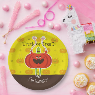 Trick or treat i'm hungry paper plate