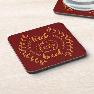 Trick or treat in plants frame coaster