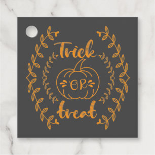 Trick or treat in plants frame  favour tags